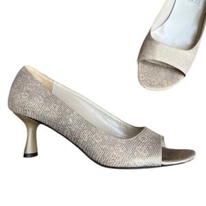 Via Spiga Snake Print Peep Toe Kitten Heel Sz 9